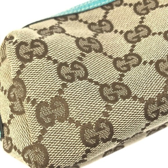 GUCCI GG Cosmetic pouch Small case Cosmetics Pouch GGCanvas Beige x blue - Picture 2 of 9